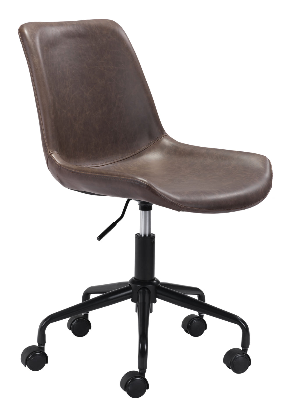 Zuo Modern Byron 100% Polyurethane, Plywood, Steel Modern Commercial Grade Office Chair Brown, Black 100% Polyurethane, Plywood, Steel