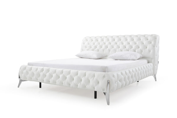 VIG Furniture Queen Modrest Legend Modern White Bonded Leather Bed VGVCBD8111-WHT-Q