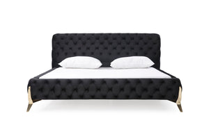 VIG Furniture Eastern King Modrest Legend Modern Black Velvet &amp; Gold Bed VGVCBD8111-BLKGLD-EK