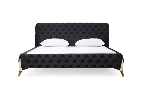 VIG Furniture Eastern King Modrest Legend Modern Black Velvet &amp; Gold Bed VGVCBD8111-BLKGLD-EK