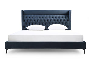 VIG Furniture Queen Modrest Wales Modern Blue Fabric Bed VGVCBD8910-BLU-Q