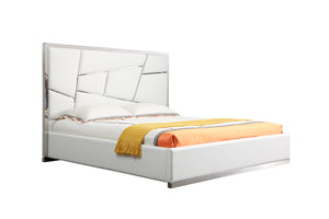 VIG Furniture Queen Modrest Chrysler Modern White Bonded Leather Bed VGVCBD8978-WHT-Q