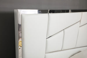 VIG Furniture Queen Modrest Chrysler Modern White Bonded Leather Bed VGVCBD8978-WHT-Q