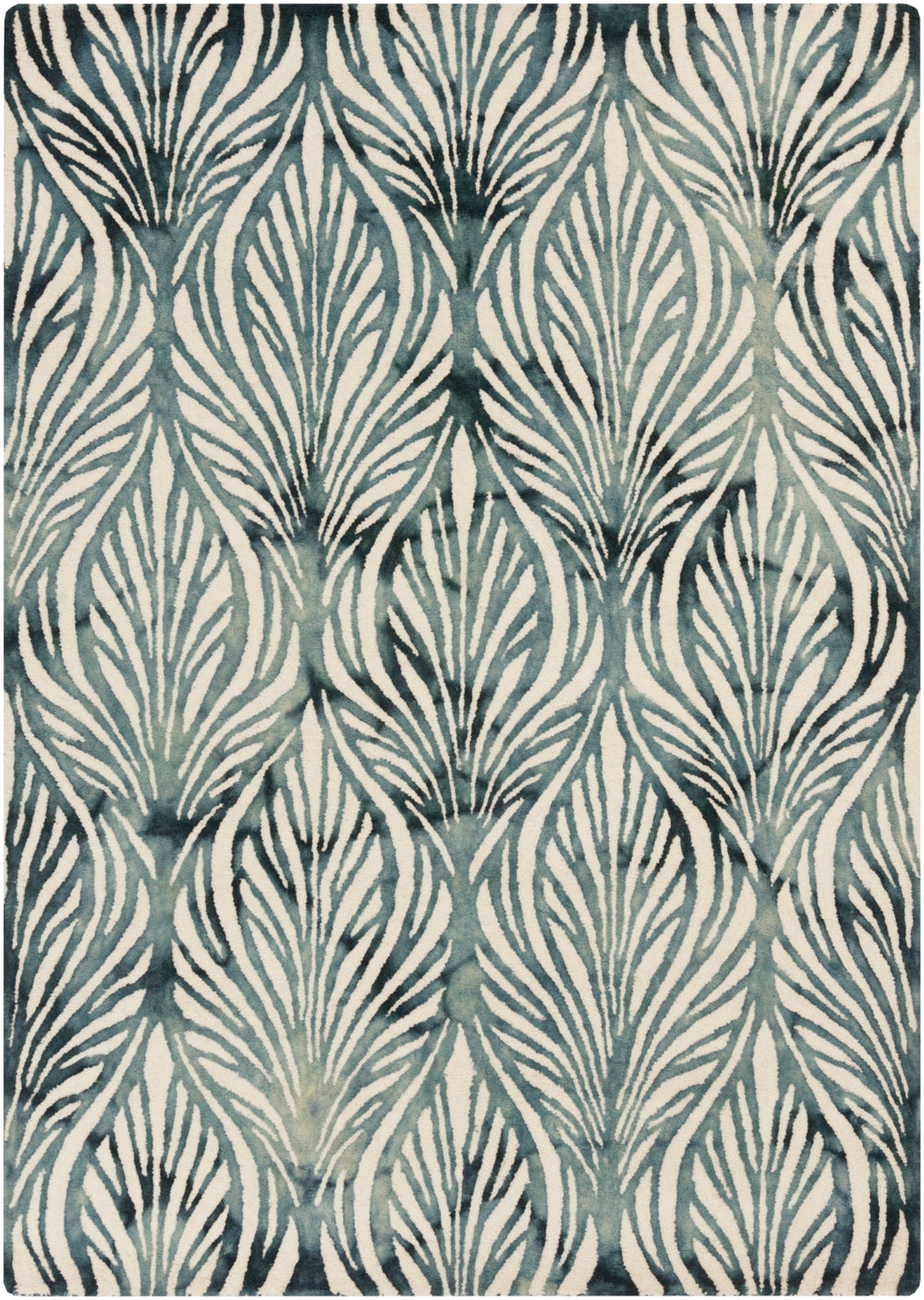 Belladonna BDA-3006 Modern Wool Rug BDA3006-913 Teal, Aqua, Cream 100% Wool 9' x 13'