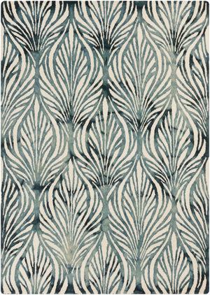 Belladonna BDA-3006 Modern Wool Rug BDA3006-913 Teal, Aqua, Cream 100% Wool 9' x 13'
