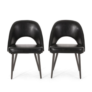 Abbeville Contemporary Open Back Dining Chairs, Midnight Black and Gun Metal Noble House