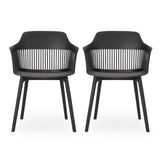 Noble House Dahlia Outdoor Modern Dining Chair (Set of 2), Black