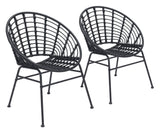 Zuo Modern Cohen Steel, Polyethylene Modern Commercial Grade Dining Chair Set - Set of 2 Black Steel, Polyethylene