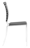 English Elm EE2959 100% Polyurethane, Steel Modern Commercial Grade Dining Chair Set - Set of 4 Black, Chrome 100% Polyurethane, Steel