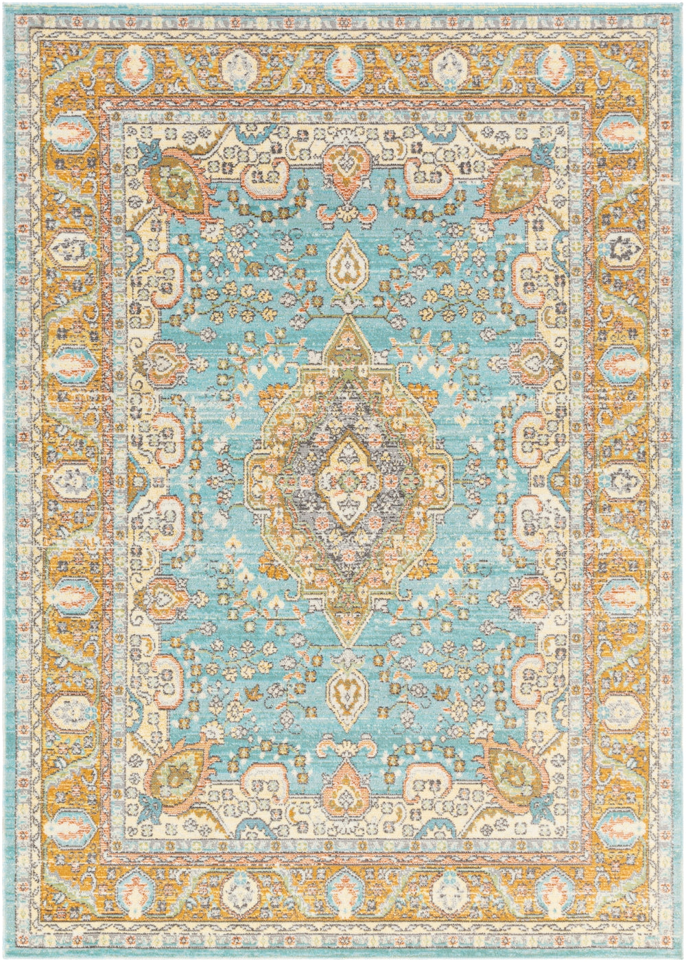 Bodrum BDM-2300 Global Polypropylene Rug BDM2300-81012 Ivory, Saffron, Silver Gray, Medium Gray, Camel, Pale Blue, Moss 100% Polypropylene 8'10" x 12'