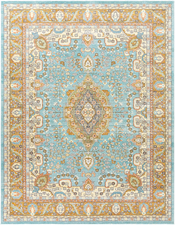Bodrum BDM-2300 Global Polypropylene Rug BDM2300-71010 Ivory, Saffron, Silver Gray, Medium Gray, Camel, Pale Blue, Moss 100% Polypropylene 7'10" x 10'