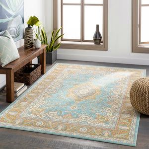 Bodrum BDM-2300 Global Polypropylene Rug BDM2300-81012 Ivory, Saffron, Silver Gray, Medium Gray, Camel, Pale Blue, Moss 100% Polypropylene 8'10" x 12'