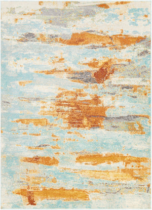 Bodrum BDM-2309 Modern Polypropylene Rug BDM2309-81012 Ivory, Burnt Orange, Saffron, Silver Gray, Medium Gray, Aqua, Camel, Pale Blue 100% Polypropylene 8'10" x 12'