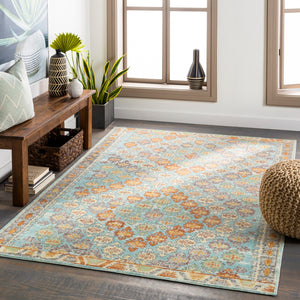Bodrum BDM-2317 Global Polypropylene Rug BDM2317-81012 Ivory, Burnt Orange, Saffron, Silver Gray, Medium Gray, Aqua, Camel, Pale Blue, Moss, Burgundy 100% Polypropylene 8'10" x 12'