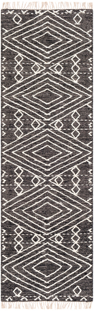 Bedouin BDO-2300 Global Cotton, Wool Rug BDO2300-268 Black, Cream 70% Cotton, 30% Wool 2'6" x 8'