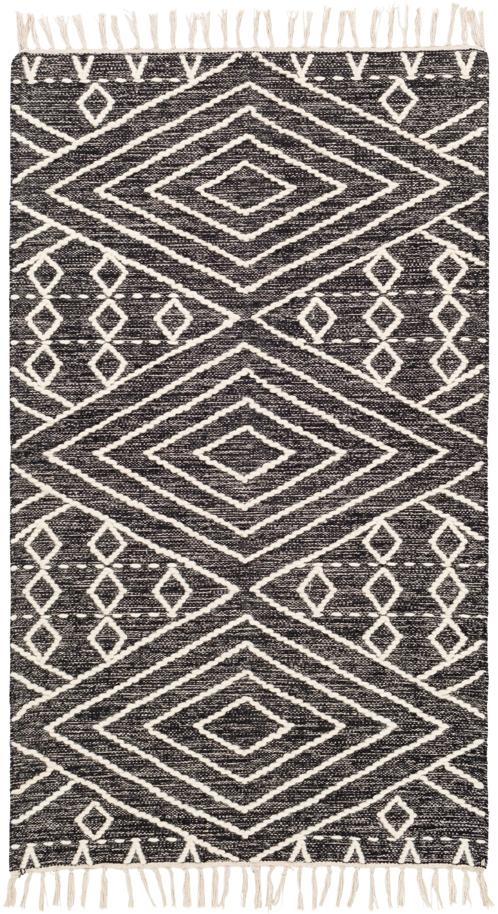 Bedouin BDO-2300 Global Cotton, Wool Rug BDO2300-810 Black, Cream 70% Cotton, 30% Wool 8' x 10'