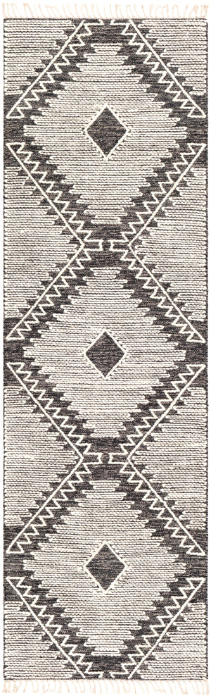 Bedouin BDO-2302 Global Cotton, Wool Rug BDO2302-268 Black, Cream 70% Cotton, 30% Wool 2'6" x 8'