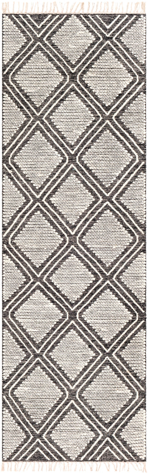 Bedouin BDO-2304 Global Cotton, Wool Rug BDO2304-268 Black, Cream 70% Cotton, 30% Wool 2'6" x 8'