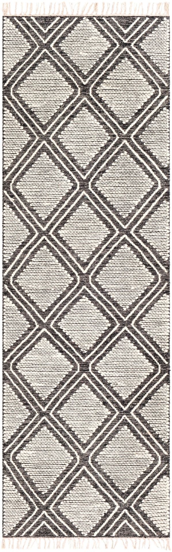 Bedouin BDO-2304 Global Cotton, Wool Rug BDO2304-268 Black, Cream 70% Cotton, 30% Wool 2'6" x 8'