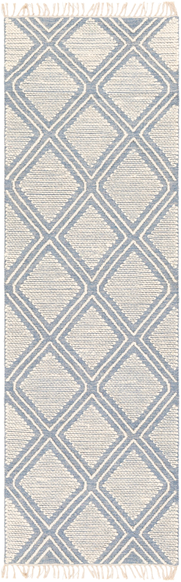 Bedouin BDO-2305 Global Cotton, Wool Rug BDO2305-268 Denim, Cream 70% Cotton, 30% Wool 2'6" x 8'