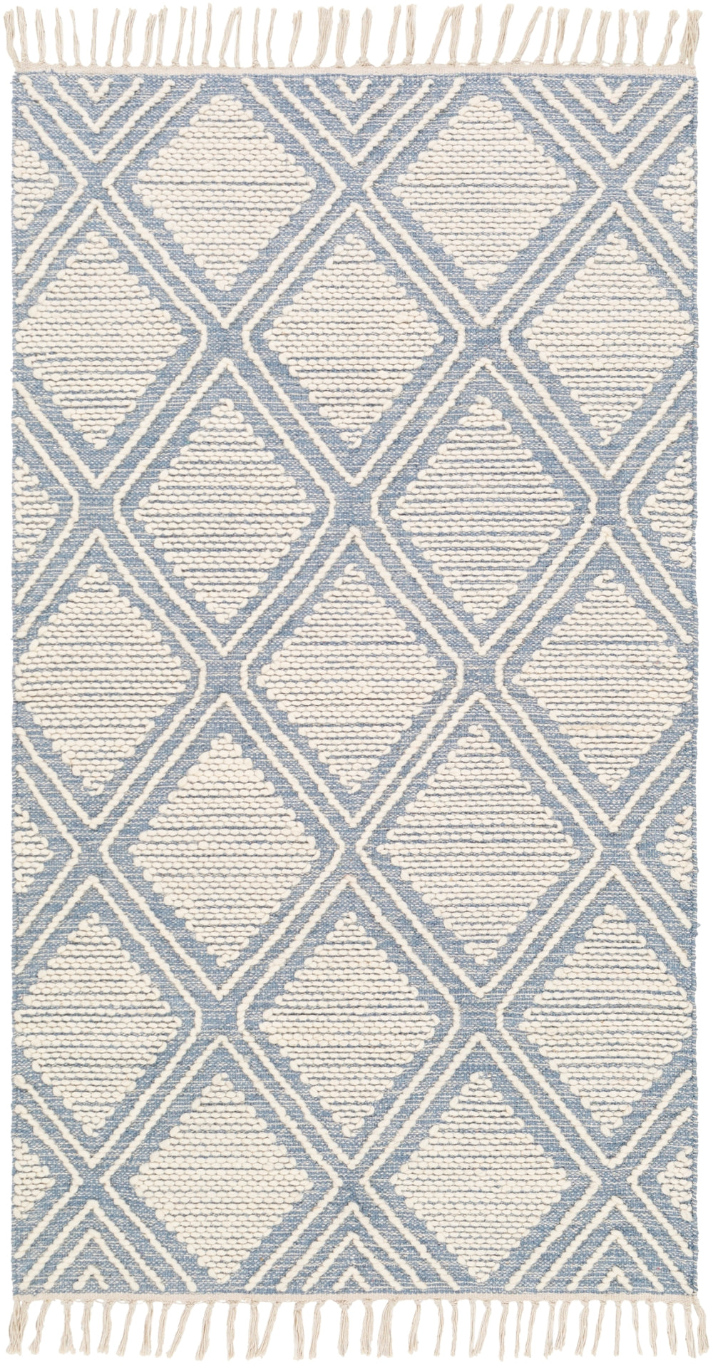 Bedouin BDO-2305 Global Cotton, Wool Rug BDO2305-69 Denim, Cream 70% Cotton, 30% Wool 6' x 9'