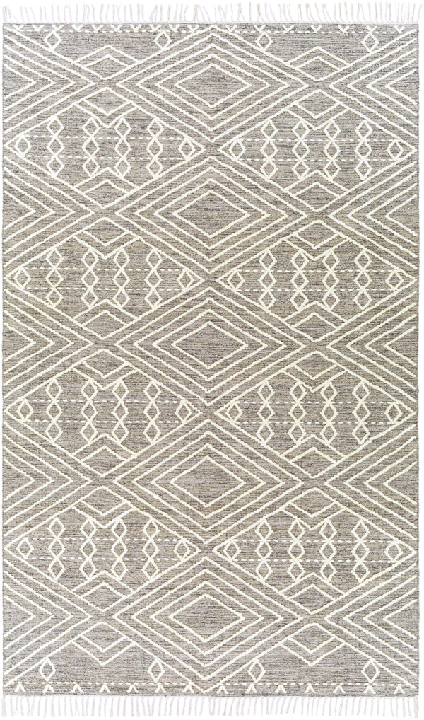 Bedouin BDO-2306 Global Cotton, Wool Rug BDO2306-69 Medium Gray, Black, Cream 70% Cotton, 30% Wool 6' x 9'