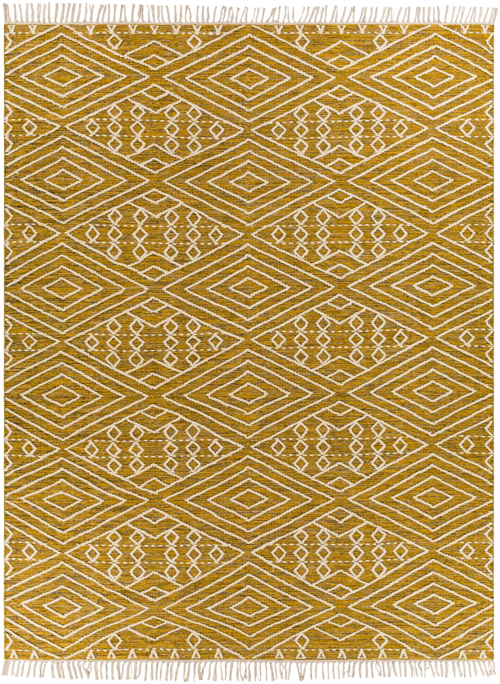 Bedouin BDO-2307 Global Cotton, Wool Rug BDO2307-810 Mustard, Black, Cream 70% Cotton, 30% Wool 8' x 10'