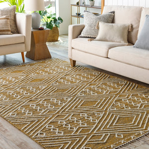 Bedouin BDO-2307 Global Cotton, Wool Rug BDO2307-810 Mustard, Black, Cream 70% Cotton, 30% Wool 8' x 10'
