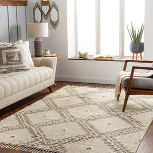 Bedouin BDO-2312 Global Cotton, Wool Rug BDO2312-810 Taupe, Black, Cream 70% Cotton, 30% Wool 8' x 10'