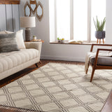 Bedouin BDO-2314 Global Cotton, Wool Rug BDO2314-810 Medium Gray, Black, Cream 70% Cotton, 30% Wool 8' x 10'