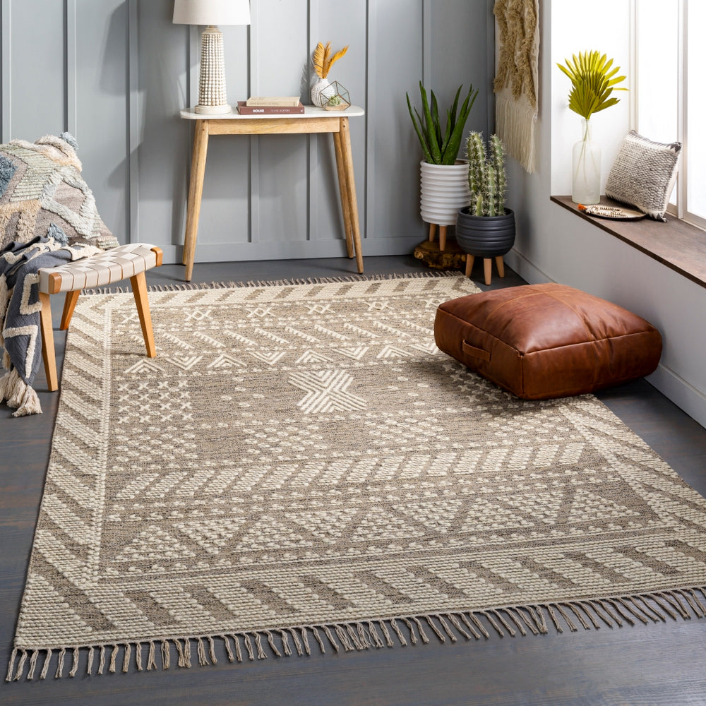 Bedouin BDO-2319 Global Cotton, Wool Rug BDO2319-810 Taupe, Black, Cream 70% Cotton, 30% Wool 8' x 10'