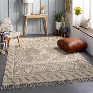 Bedouin BDO-2319 Global Cotton, Wool Rug BDO2319-810 Taupe, Black, Cream 70% Cotton, 30% Wool 8' x 10'