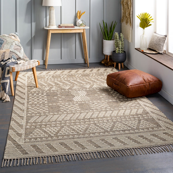 Bedouin BDO-2319 Global Cotton, Wool Rug BDO2319-810 Taupe, Black, Cream 70% Cotton, 30% Wool 8' x 10'