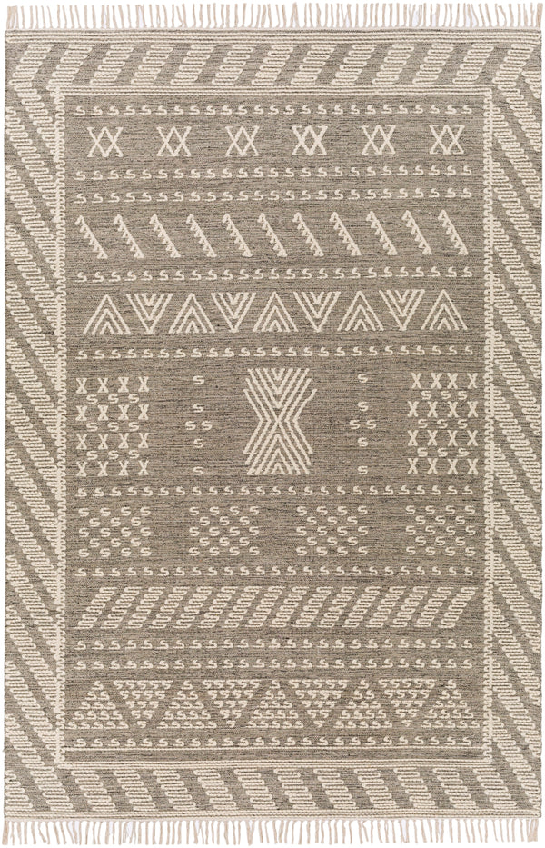 Bedouin BDO-2320 Global Cotton, Wool Rug BDO2320-69 Medium Gray, Black, Cream 70% Cotton, 30% Wool 6' x 9'