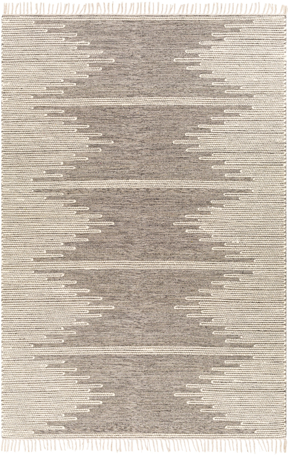 Bedouin BDO-2321 Global Cotton, Wool Rug BDO2321-69 Medium Gray, Black, Cream 70% Cotton, 30% Wool 6' x 9'