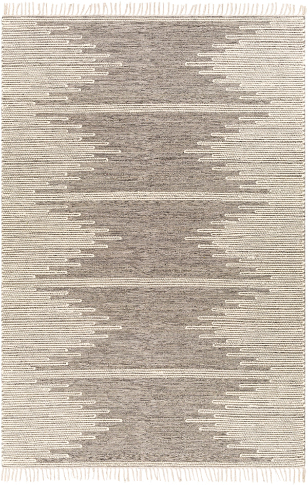 Bedouin BDO-2321 Global Cotton, Wool Rug BDO2321-69 Medium Gray, Black, Cream 70% Cotton, 30% Wool 6' x 9'