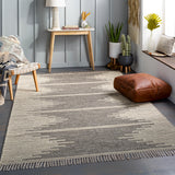 Bedouin BDO-2321 Global Cotton, Wool Rug BDO2321-810 Medium Gray, Black, Cream 70% Cotton, 30% Wool 8' x 10'