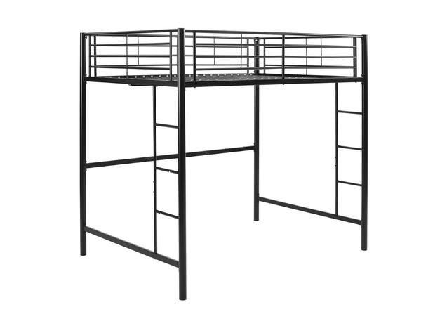 Walker Edison Premium Metal Full Size Loft Bed - Black in Powder-Coated Steel BDOLBL 812492017981