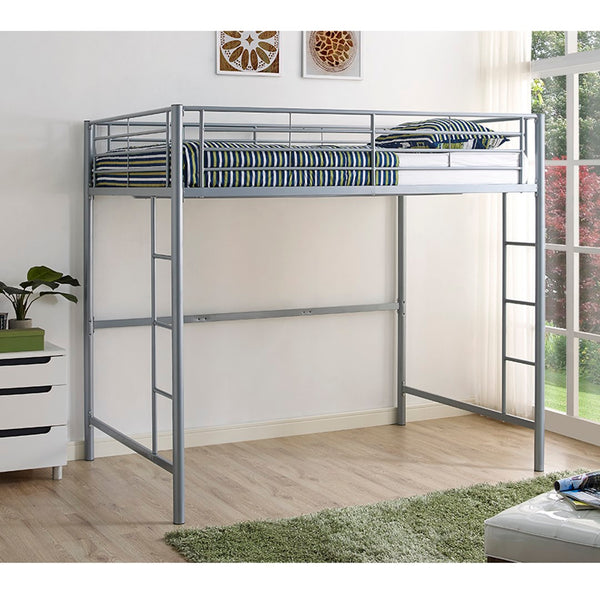 Walker Edison Premium Metal Full Size Loft Bed - Silver in Powder-Coated Steel BDOLSL 814055025419