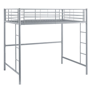 Walker Edison Premium Metal Full Size Loft Bed - Silver in Powder-Coated Steel BDOLSL 814055025419