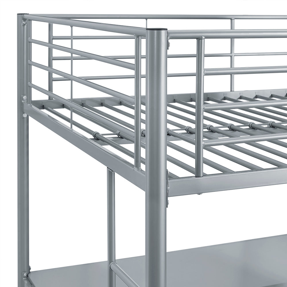 Walker Edison Premium Metal Full Size Loft Bed - Silver in Powder-Coated Steel BDOLSL 814055025419