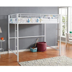 Walker Edison Premium Metal Full Size Loft Bed - White in Powder-Coated Steel BDOLWH 814055025426