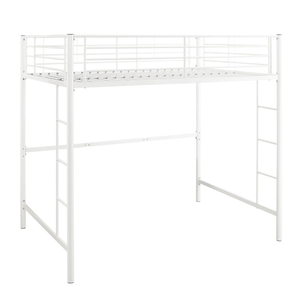 Walker Edison Premium Metal Full Size Loft Bed - White in Powder-Coated Steel BDOLWH 814055025426
