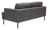 Zuo Modern Decade 100% Polyester, Plywood, Steel Modern Commercial Grade Sofa Vintage Gray, Black 100% Polyester, Plywood, Steel