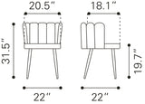 Zuo Modern Adele 100% Polyester, Plywood, Steel Modern Commercial Grade Dining Chair Set - Set of 2 Pink, Black 100% Polyester, Plywood, Steel