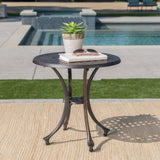 Lola Outdoor 19" Bronze Finished Cast Aluminum Side Table Noble House