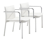 Zuo Modern Gekko 100% Polyurethane, Plywood, Steel Modern Commercial Grade Conference Chair Set - Set of 2 White, Chrome 100% Polyurethane, Plywood, Steel