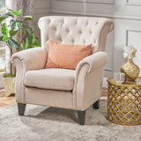 Greggory Tufted Light Beige Fabric Club Chair Noble House