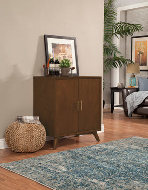 Alpine Furniture Flynn Small Bar Cabinet, Walnut 966WAL-17 Walnut Mahogany Solids & Veneer 32 x 19 x 36