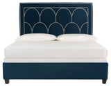 Safavieh Solania Bed Navy Wood, Fabric, Metal BED6302B-Q 889048585331